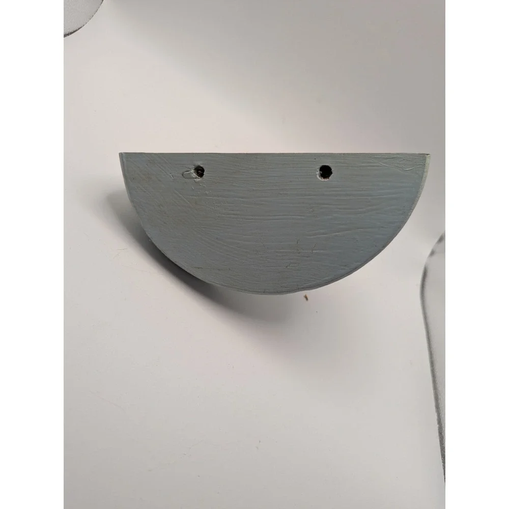 Wall Mounted Shelf Rustic Wood Half Moon Display Hook Decor Light Blue‎ 6.5x4x3